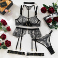 ❤️🖤 Crimson Affair Premium Special 4-Piece Lingerie Set