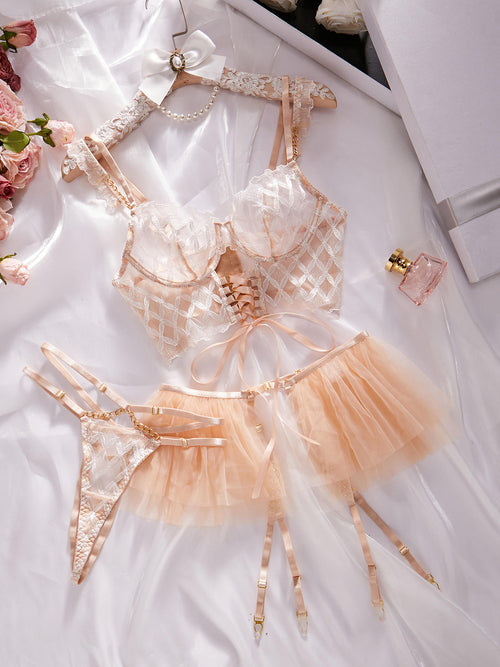 💎Sexy Diamond Grid Embroidery Lingerie Set